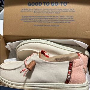 Hey Dude Cream and Pink Casual Shoes w/leather detail